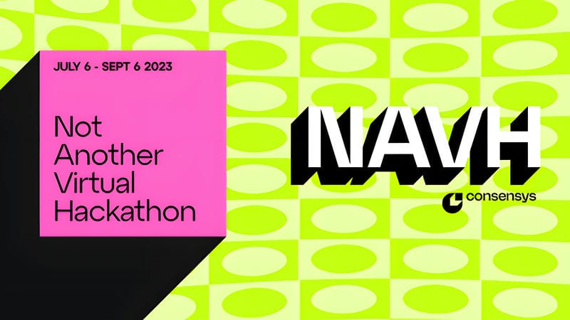 Image with neon green background with white NAVH fonts and a pink box with black fonts